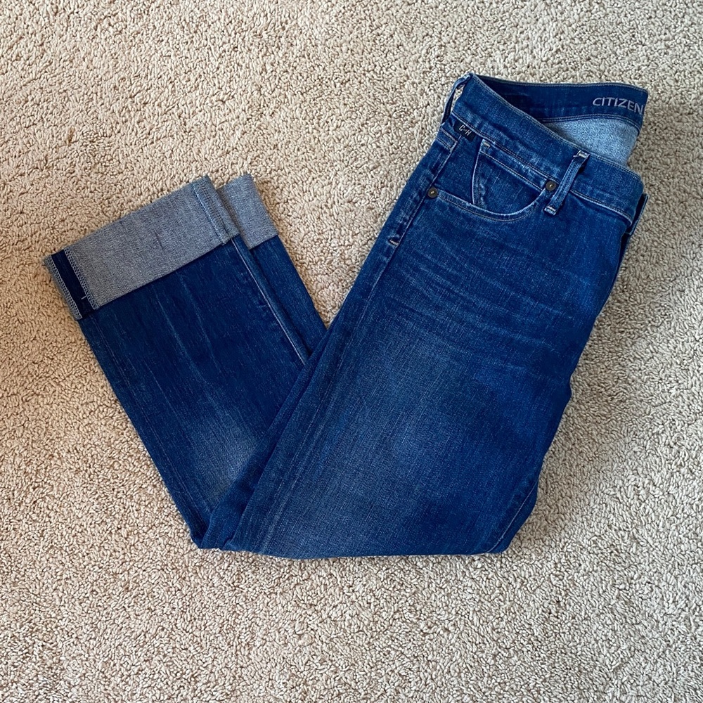 Citizens Of Humanity Dark Blue Cropped Ankle Jeans